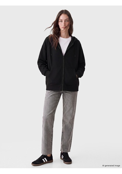 Lcw Modest Siyah Soft Touch Kadın Fermuarlı Sweatshirt