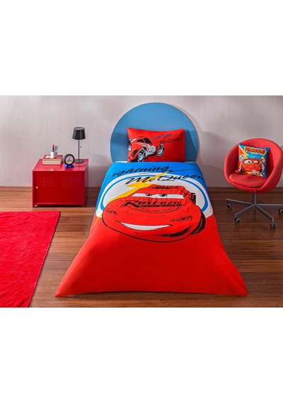 Disney Cars Mcqueen Tek Kişilik Pamuk Nevresim Takımı Çok renkli