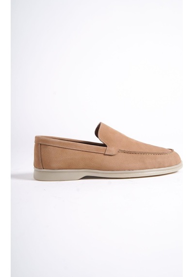 Mubiano Hakiki Deri - Mbkry22103bj Bej Nubuk Erkek Loafer Bej