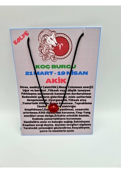 Sertifikalı Koç Burcu Turuncu Akik Taşı Doğal Taş Kolye Çok REnkli
