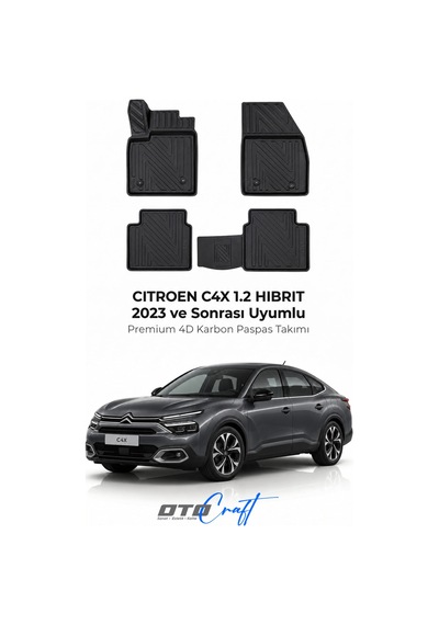 Otocraft Citroen C4x 1.2 Hibrit 2023+ Araca Özel 4d Karbon Oto Paspas Havuzlu Tam Set
