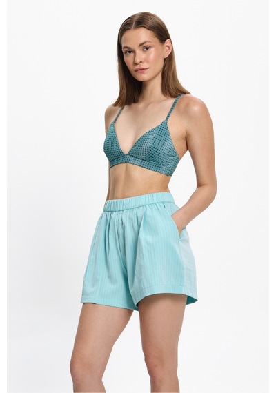Toosalty Kadın Mint Yeşili Çizgili Kısa Plaj Şortu 25pl18st Yeşil-mint