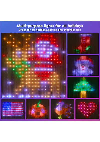 2x2metre Akıllı Perde Led Işık Animasyonlu Telefondan Kontrollü