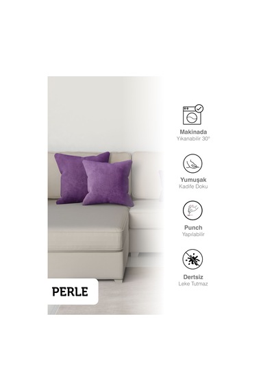 Br Perle Home Daily Series Menekşe Moru Rengi Kırlent Yastık Kılıfı Menekşe Moru