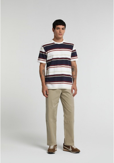 Colin's Colins Regular Fit Yuvarlak Yaka Çizgili Erkek Beyaz Kısa Kol Tişört Cl1081790 Q1.v1 Wht