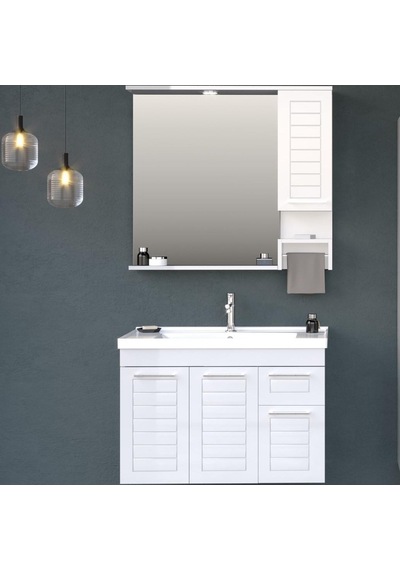 Orka Perge 100 Cm Beyaz Banyo Dolabı Alt Modül Ve Lavabo Beyaz Orka Perge 100 Cm Beyaz Banyo Dolabı Alt Modül Ve Lavabo Beyaz