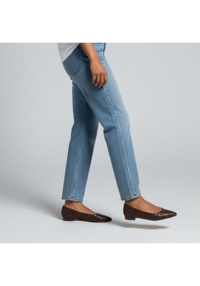 Ne&ve Shoes Kahve Hakiki Deri Örgü Detaylı Kadın Sivri Burun Şık Ve Rahat Babet Kahverengi