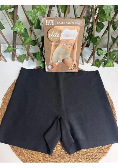 Elite Life A-18 Kadın Dikişsiz Lazer Kesim Boxer 3 Adet Siyah