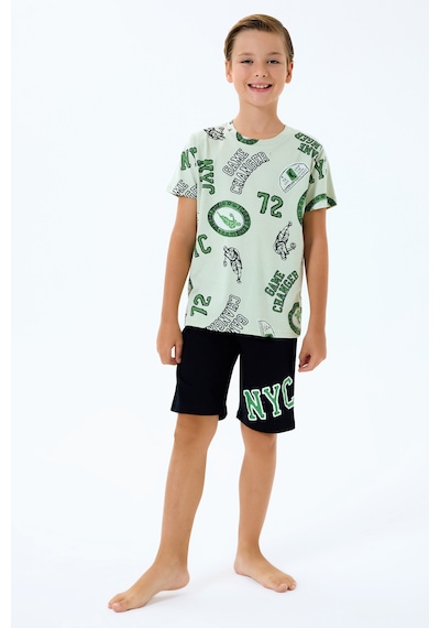 Rolypoly 3731 %100 Pamuk Erkek Çocuk Kısa Kol Cepli Bermuda Şort Pijama Takımı Açık Yeşil Rolypoly 3731 %100 Pamuk Erkek Çocuk Kısa Kol Cepli Bermuda Şort Pijama Takımı Açık Yeşil