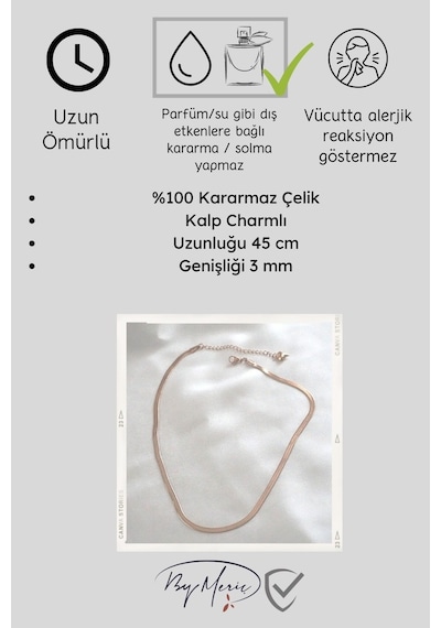 Kadın Italyan Ezme Zincir Altın Renk Çelik Kolye Altın