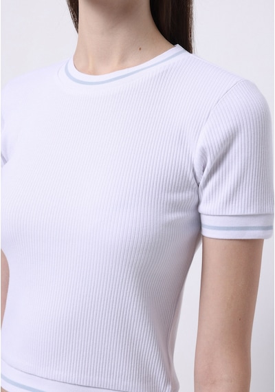 Colin's Colins Slim Fit Yuvarlak Yaka Düz Kadın Beyaz Kısa Kol Tişört Cl1074597 Q1.v1 Wht Beyaz
