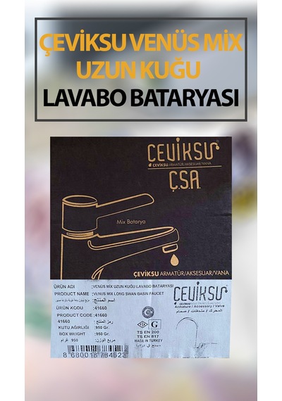 Venüs Mix Uzun Kuğu Model Lavabo Bataryası Krom