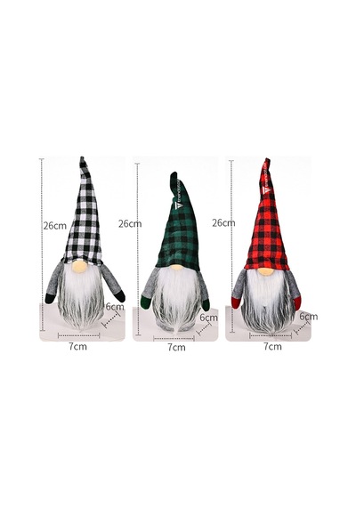 3 Lü Gnome Dekorasyon Seti, Sevimli Peluş Gnome Noel Hediyesi