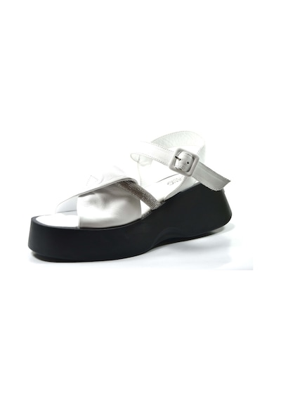 Özgençshoes 311 Hakiki Deri Beyaz Kalın Taban Kadın Sandalet Beyaz