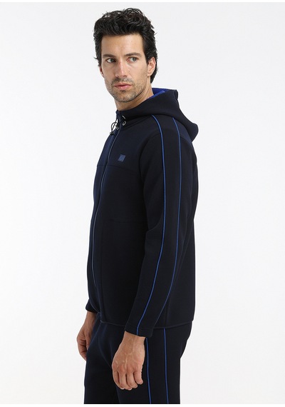 Ramsey Lacivert Kapüşonlu Düz Sweatshirt