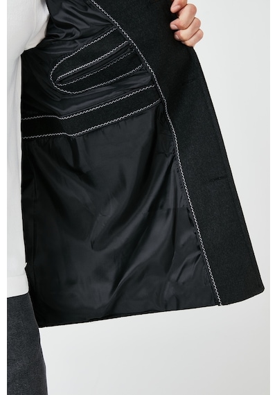 Buratti Slim Fit Düğmeli Dik Yaka Kaşe Erkek Kaban 5840099 Füme