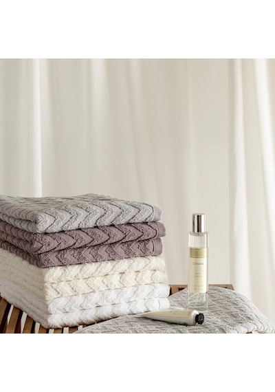 Chakra Cotton Zıgzag %100 Pamuk 8'li Yüz Havlusu Seti 50x80 CM Standart Gril/lila/beyaz