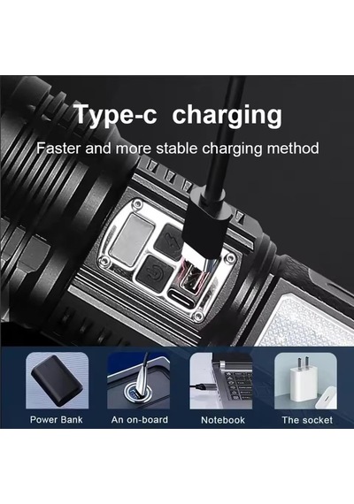 Şarjlı El Feneri 5400mah 30w 9 Mod Powerbank Özellikli 6km Aydınlatma Genel