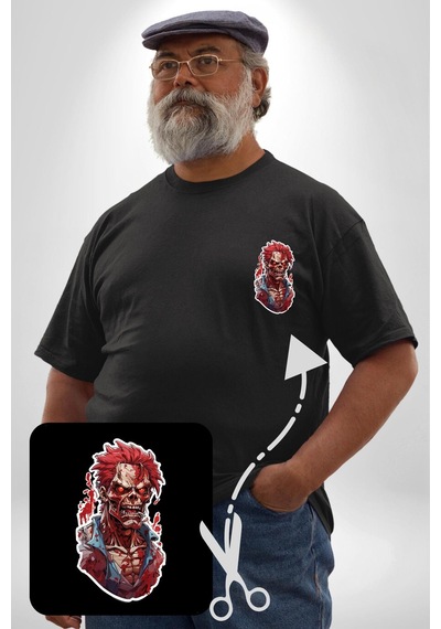 Angemiel Zombi Kırmızı The Walking Dead Siyah Büyük Beden Kadın Basic Minimal Baskılı Tişört Siyah