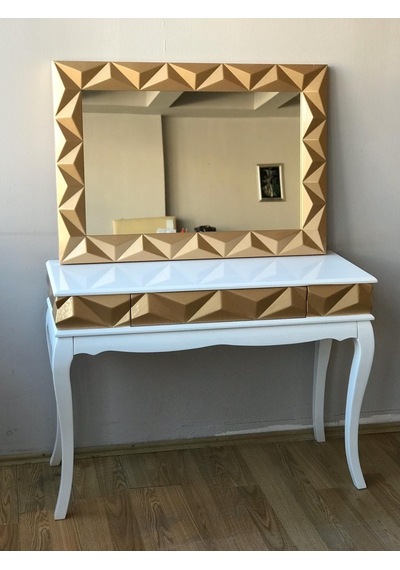 Dresuar Prizma Model Parlak Lake Gold Ve Beyaz Ahşap Kayın Aslan (487887800) Altın