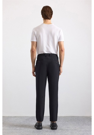 Süvari Siyah Slim Düz Pike Kemerli Yıkamalı Jogger Pantolon Spn2020500008-s09