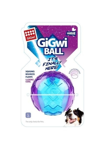Gigwi Ball Sesli Sert Top Köpek Oyuncağı- Şeffaf Mavi Mor L