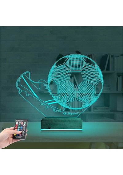Luvivia Futbol Topu Krampon Futbolcu Kişiye Özel 3d Lamba - Masa Gece Lambası Şeffaf