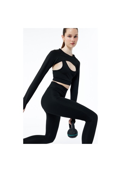 Koton Yüksek Bel Slim Fit Uzun Basic Spor Tayt Siyah 6wak40053nk SiYAH