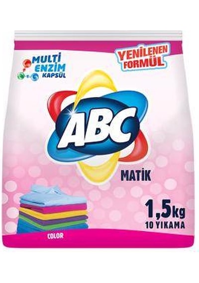 ABC Matik Renkliler Toz Çamaşır Deterjanı 10 Yıkama 1500 G ABC Matik Renkliler Toz Çamaşır Deterjanı 10 Yıkama 1500 G