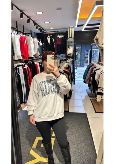 Ziley Quzu Leopar Nakış Amour Baskılı Sweat Çok renkli