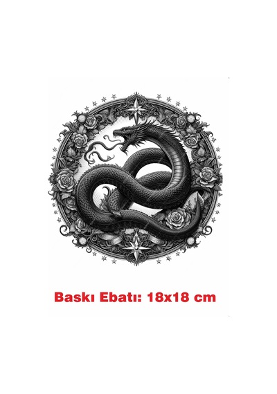 Yılan Gotik Temalı Ütü İle Yapışan Tekstil Kumaş Tişört Dtf Baskı 3546