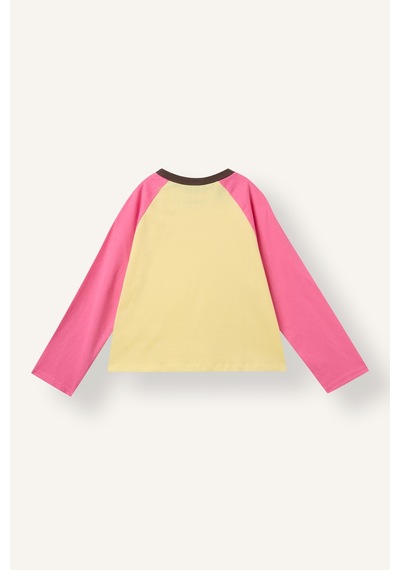 Defacto Overshirt Fit Reglan Uzun Kollu Renk Bloklu Basic Tişört Kız Çocuk I9391a826auyl273 Sarı-yl273