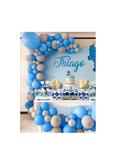 Pastel Mavi Ve Gri Balon Zinciri 100 Adet A