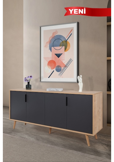 4816 Sırma 180 Cm Ahşap Ayaklı , Metal Kulplu Konsol , Safir - Antrasit , Salon , Oturma Odası Safir - Antrasit 4816 Sırma 180 Cm Ahşap Ayaklı , Metal Kulplu Konsol , Safir - Antrasit , Salon , Oturma Odası Safir - Antrasit