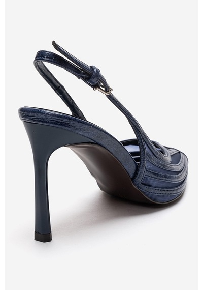 Luvishoes Ylena Lacivert Transparan File Detaylı Kadın İnce Topuklu Ayakkabı