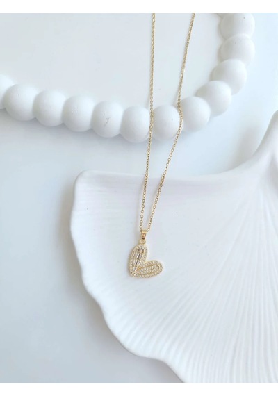 Çelik Gold Kalp Kadın Kadın Kolye - Golden Heart Altın