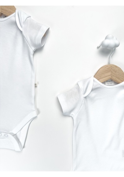 Sezgibaby Unisex, Bebek Kısa Kol % 100 Pamuk 3'lü Çıtçıtlı Body & Zıbın 0-3 Ay / 3-6 Ay / 6-9 Ay Beyaz