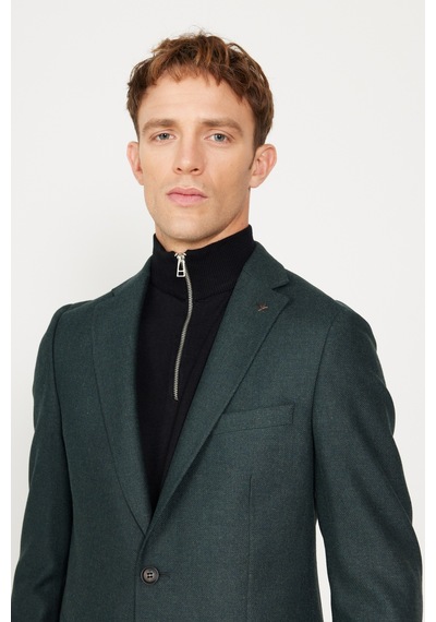 AC&Co / Altınyıldız Classics Erkek Yeşil Slim Fit Dar Kesim Mono Yaka Desenli Yünlü Ceket AC&Co / Altınyıldız Classics Erkek Yeşil Slim Fit Dar Kesim Mono Yaka Desenli Yünlü Ceket
