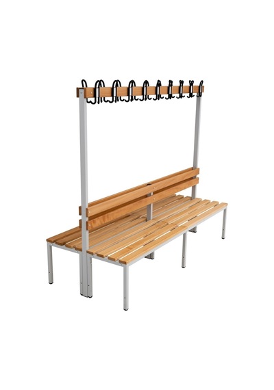 Ayakkabılıksız 6 Ayaklı Çift Taraflı Bank, Kanca Şeritli Bank, 18 Kanca, 200x85x170 Cm, Spor Bankı
