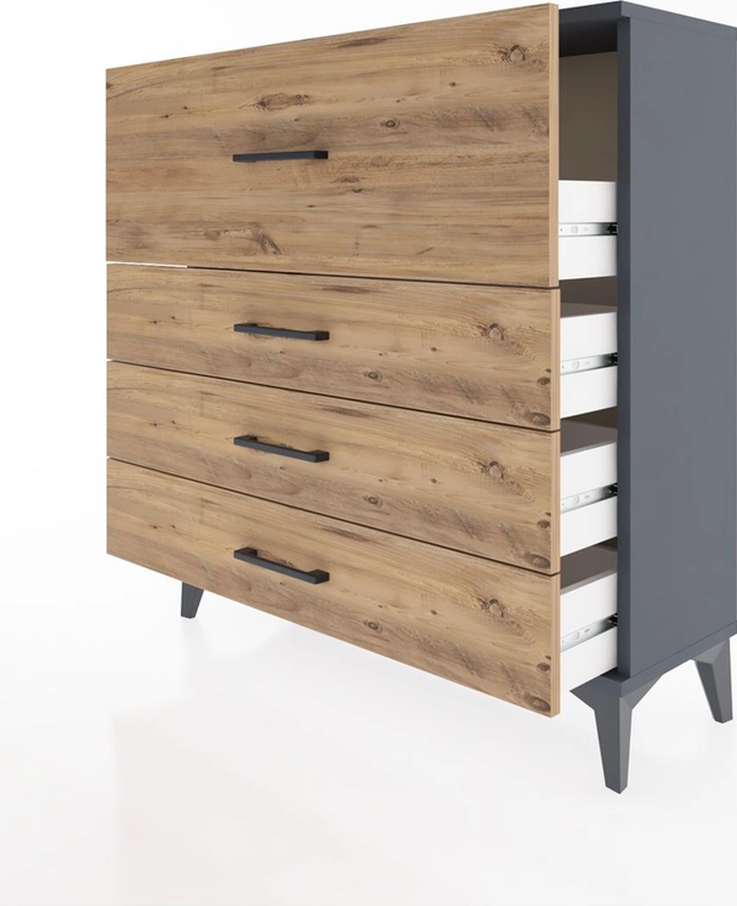 Arges Şifonyer 4 Çekmeceli 88x30x96 Antrasit-çam Antrasit