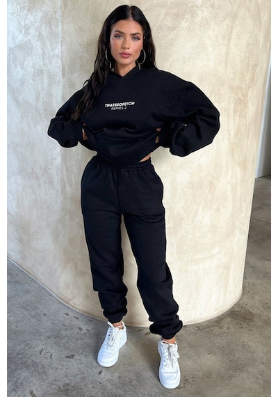 So Fetch Series 2 Eşofman Takımı Sweatshirt Jogger - Siyah Baskılı Oversize Şardonlu Kapüşonlu Siyah So Fetch Series 2 Eşofman Takımı Sweatshirt Jogger - Siyah Baskılı Oversize Şardonlu Kapüşonlu Siyah