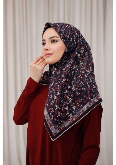Mimiyum Flora Desen Soft Eşarp Bordo Füme