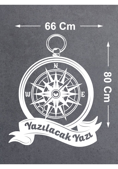 Kişiye Özel Pusula Sticker - Araba Oto Motosiklet Karavan Cam Sticker - 00083 80 Cm