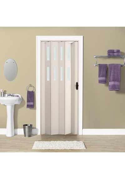 Faran Dekorasyon 87 x 215 Beyaz Renk Camlı Pvc Akordiyon Kapı - FRNAKMODEL-0-43