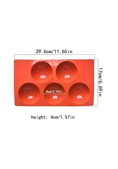 Siliko World 5'li Yarım Küre Muffin, Çikolata, Kek Kalıbı, Silikon Kalıp 8cm, Kahverengi Diğer