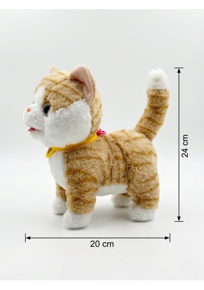 Sevimli Kedi Uzaktan Kumandalı Sesli Miyavlıyan Dil Çıkaran 5 Fonksiyonlu Oyuncak Peluş Hayvan Turuncu Çok Renkli