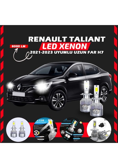 Renault Taliant 2021-2023 Uzun Far Uyumlu Şimşek Etkili Led Xenon Performance Series H7