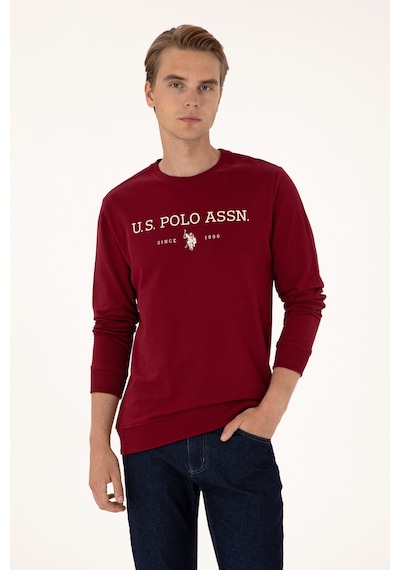 U.S. Polo Assn. Erkek Regular Fit Bisiklet Yaka Bordo İnce Basic Sweatshirt 50313743-VR014
