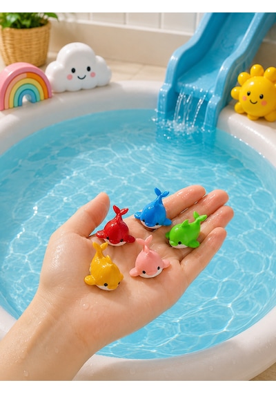 5 Adet Suda Yüzen Çılgın Balina Banyo Oyuncağı