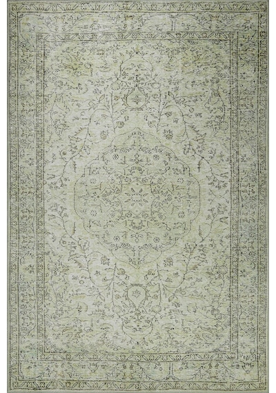 Soluk Adaçayı Yeşili Ve Bej Eskitme Desenli Folk Halı - Ba27ou